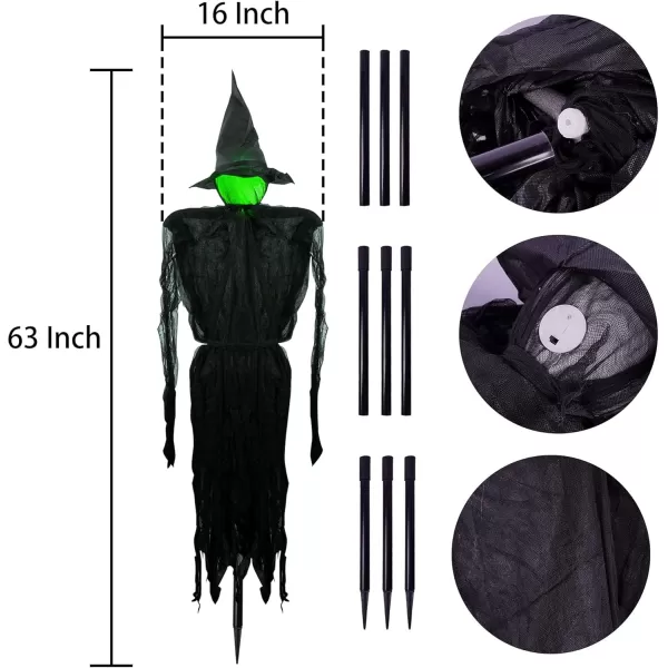 Dazzle Bright Halloween Decorations 6 FT Set of 3 Light Up Halloween Witch with Stakes Witch Decorations for Outdoor Garden Yard Lawn Haunted House Decor