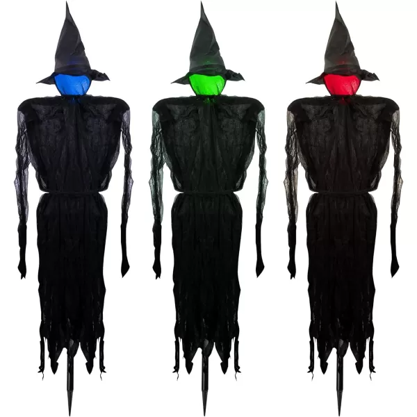 Dazzle Bright Halloween Decorations 6 FT Set of 3 Light Up Halloween Witch with Stakes Witch Decorations for Outdoor Garden Yard Lawn Haunted House Decor