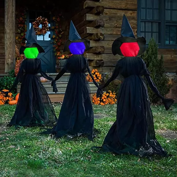 Dazzle Bright Halloween Decorations 6 FT Set of 3 Light Up Halloween Witch with Stakes Witch Decorations for Outdoor Garden Yard Lawn Haunted House Decor