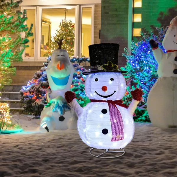 Dazzle Bright Snowman Christmas Decorations 3Piece Light Up 2D Snowman Family 60 L Snowman Waterproof for Indoor or Outdoor Garden Yard Lawn Holiday Party Decor PlushSnowman