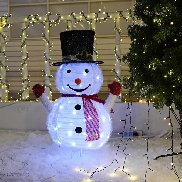 Dazzle Bright Snowman Christmas Decorations 3Piece Light Up 2D Snowman Family 60 L Snowman Waterproof for Indoor or Outdoor Garden Yard Lawn Holiday Party Decor PlushSnowman