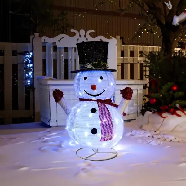 Dazzle Bright Snowman Christmas Decorations 3Piece Light Up 2D Snowman Family 60 L Snowman Waterproof for Indoor or Outdoor Garden Yard Lawn Holiday Party Decor PlushSnowman