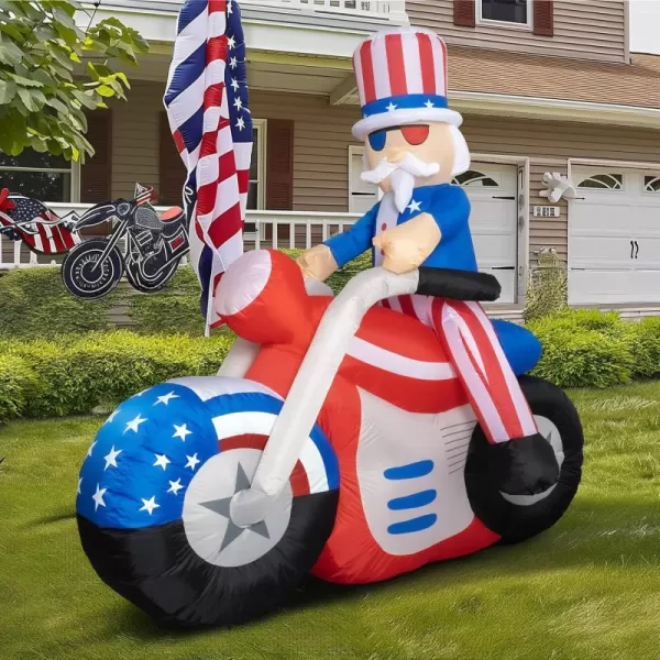 Dazzle Bright 4th of July Inflatable Decorations 6FT Uncle Sam on Motorcycle PreLit LED Independence Day Decor Blow Up Patriotic Memorial Day Decorations for Indoor Outdoor Lawn Yard Garden