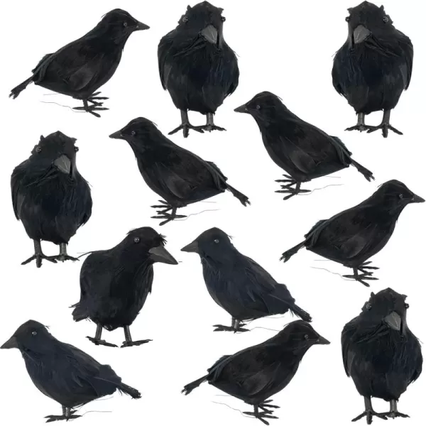 Dazzle Bright 6Pack Halloween Black Feathered Crows Decor Holiday Decoration for Indoor Outdoor Home Yard Garden Party Carnival Supplies12 Pack