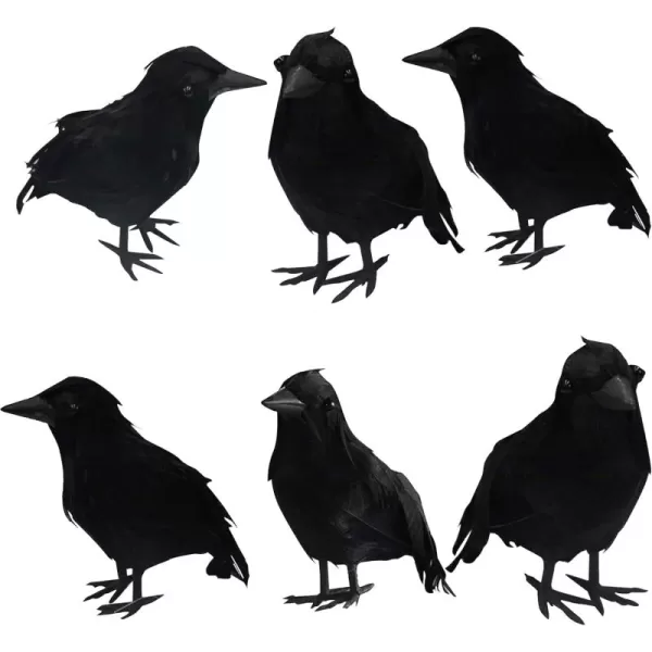 Dazzle Bright 6Pack Halloween Black Feathered Crows Decor Holiday Decoration for Indoor Outdoor Home Yard Garden Party Carnival Supplies6 Pack