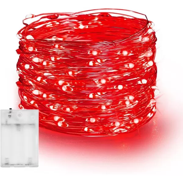 Dazzle Bright Fairy Lights Battery Operated 4 Pack Total 80FT 240LED Silver Wire Waterproof Battery Operated String Lights Christmas Decorations for Indoor Outdoor Bedroom Yard Decor BlueRed