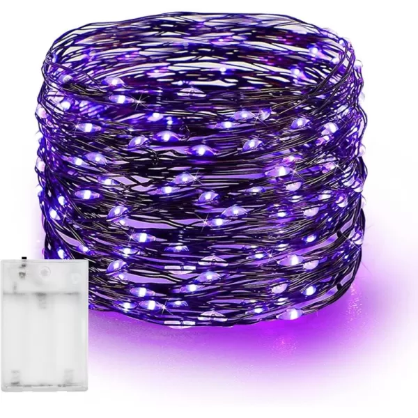 Dazzle Bright Fairy Lights Battery Operated 4 Pack Total 80FT 240LED Silver Wire Waterproof Battery Operated String Lights Christmas Decorations for Indoor Outdoor Bedroom Yard Decor BluePurple