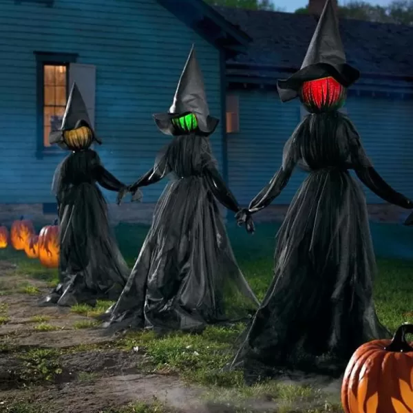 Dazzle Bright Halloween Decorations 6 FT Set of 3 Light Up Halloween Witch with Stakes Witch Decorations for Outdoor Garden Yard Lawn Haunted House Decor