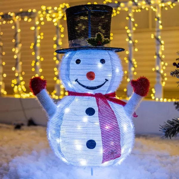 Dazzle Bright Snowman Christmas Decorations 3Piece Light Up 2D Snowman Family 60 L Snowman Waterproof for Indoor or Outdoor Garden Yard Lawn Holiday Party Decor PlushSnowman