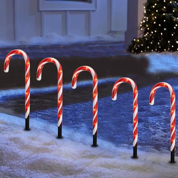 Dazzle Bright 12 Pack 16quot Christmas Candy Cane Pathway Markers Xmas Pathway Lights Outdoor with 72 Warm White Lights for Walkway Garden Lawn Holiday Decorations