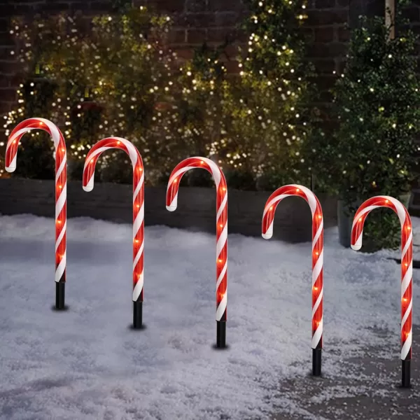 Dazzle Bright 12 Pack 16quot Christmas Candy Cane Pathway Markers Xmas Pathway Lights Outdoor with 72 Warm White Lights for Walkway Garden Lawn Holiday Decorations