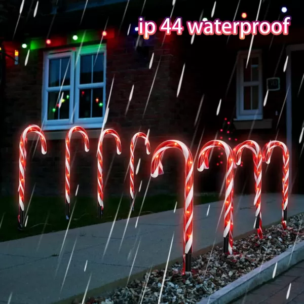 Dazzle Bright 12 Pack 16quot Christmas Candy Cane Pathway Markers Xmas Pathway Lights Outdoor with 72 Warm White Lights for Walkway Garden Lawn Holiday Decorations