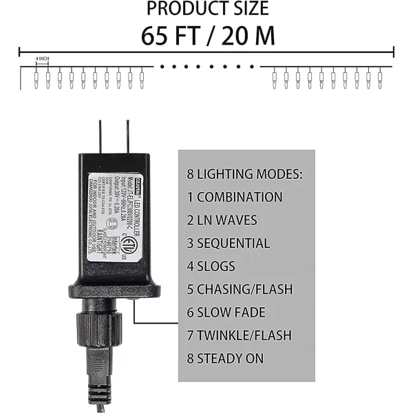 Dazzle Bright 200 LED Halloween Mini String Lights 65FT Connectable Waterproof Plug in with 8 Modes Lights for Indoor Outdoor Patio Garden Party Decorations 3 Pack