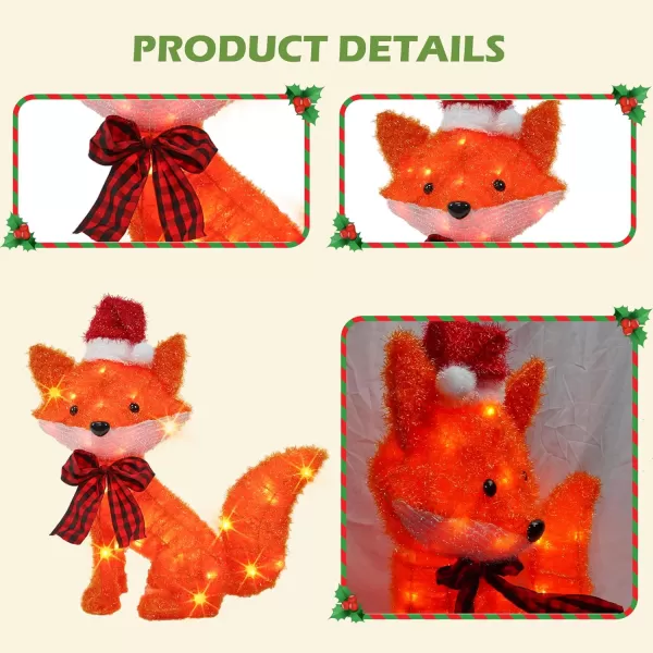 Dazzle Bright 3D 20in Lighted Christmas Fox Christmas Decorations Outdoor PreLit 35 L Fox with Lights Light Up Xmas Decor for Indoor Outdoor Festive Holiday Garden Yard Lawn Patio