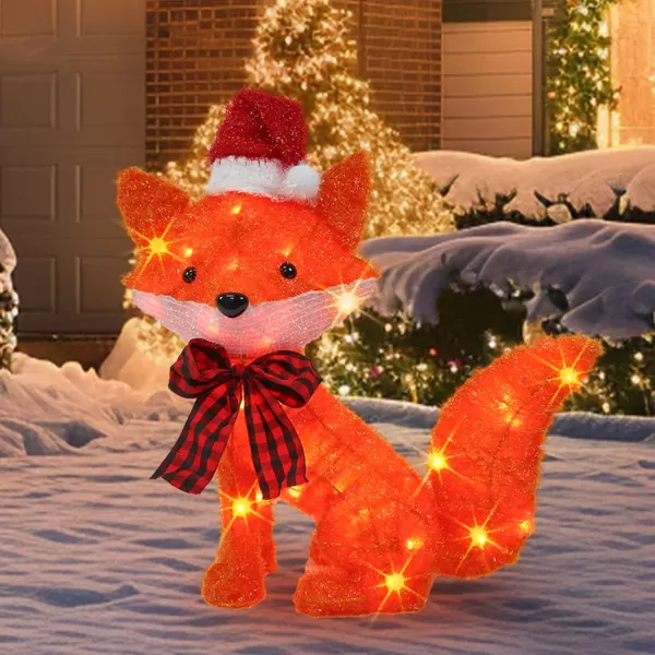 Dazzle Bright 3D 20in Lighted Christmas Fox Christmas Decorations Outdoor PreLit 35 L Fox with Lights Light Up Xmas Decor for Indoor Outdoor Festive Holiday Garden Yard Lawn Patio