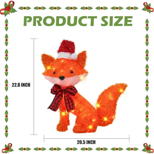 Dazzle Bright 3D 20in Lighted Christmas Fox Christmas Decorations Outdoor PreLit 35 L Fox with Lights Light Up Xmas Decor for Indoor Outdoor Festive Holiday Garden Yard Lawn Patio