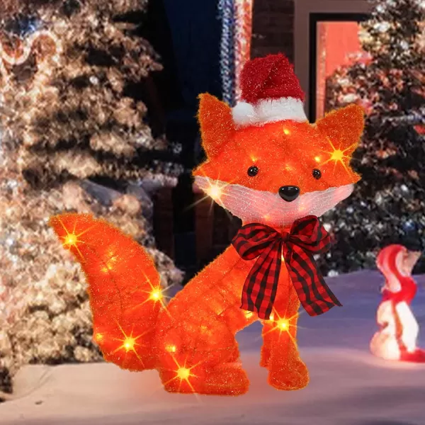 Dazzle Bright 3D 20in Lighted Christmas Fox Christmas Decorations Outdoor PreLit 35 L Fox with Lights Light Up Xmas Decor for Indoor Outdoor Festive Holiday Garden Yard Lawn Patio