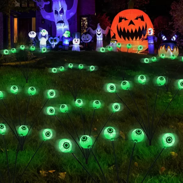 Dazzle Bright 4 Pack 24LED Solar Eyeball Pathway Lights Scary Halloween Decorations Outdoor Waterproof Solar Green Firefly Lights for Garden Lawn Yard Decor 4 Pack4 Pack