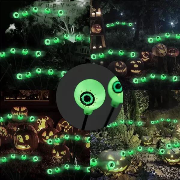 Dazzle Bright 4 Pack 24LED Solar Eyeball Pathway Lights Scary Halloween Decorations Outdoor Waterproof Solar Green Firefly Lights for Garden Lawn Yard Decor 4 Pack4 Pack