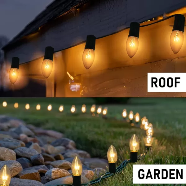 Dazzle Bright C9 Christmas Pathway Lights Outdoor 30 FT 24 Bulbs Waterproof Walkway Lights with Stakes Connectable Christmas Decorations for Outside Sidewalk Yard Decor MultiColoredWarm White