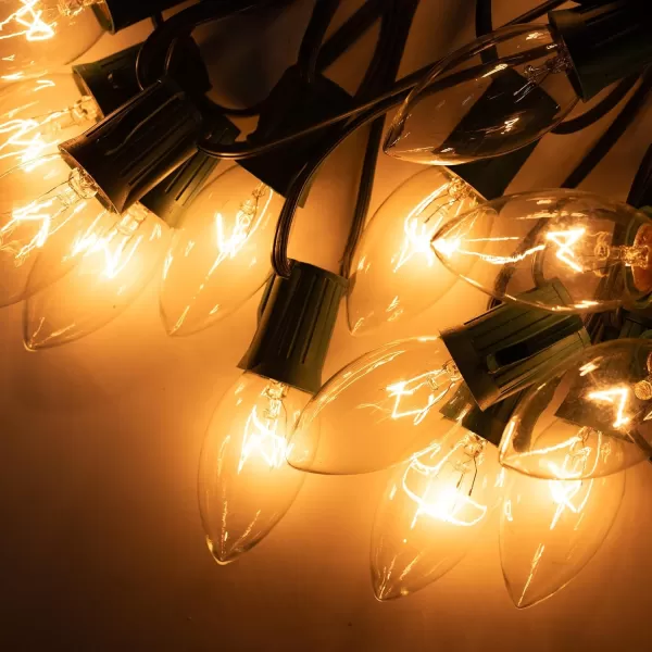 Dazzle Bright C9 Christmas Pathway Lights Outdoor 30 FT 24 Bulbs Waterproof Walkway Lights with Stakes Connectable Christmas Decorations for Outside Sidewalk Yard Decor MultiColoredWarm White