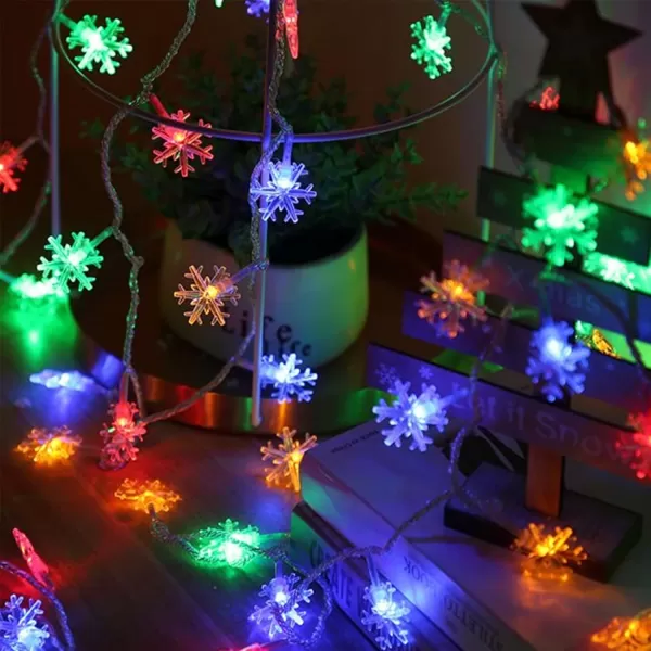 Dazzle Bright Christmas Snowflakes String Lights 100 LED 49FT Waterproof Christmas Lights Plug in with 8 Modes for Indoor Outdoor Holiday Wedding Party Xmas Tree Garden Decorations WhiteMulticolor