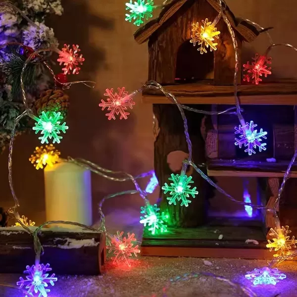 Dazzle Bright Christmas Snowflakes String Lights 100 LED 49FT Waterproof Christmas Lights Plug in with 8 Modes for Indoor Outdoor Holiday Wedding Party Xmas Tree Garden Decorations WhiteMulticolor