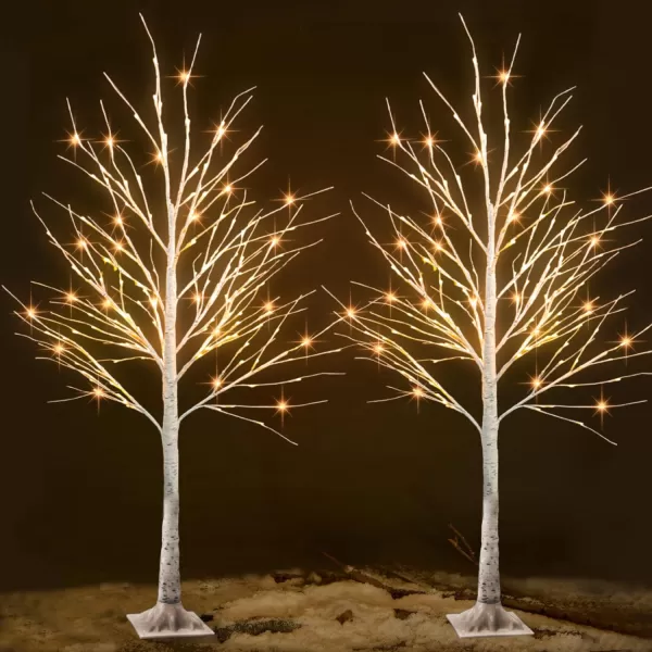 Dazzle Bright Lighted Tree 6 Ft Birch Tree with Fairy Lights for Decoration Inside Outside Birch Tree with 144 LED Lights for Christmas Holiday Wedding Home Room Decor 2 Pack2 Pack