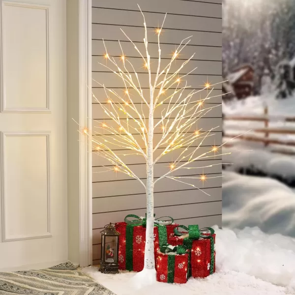 Dazzle Bright Lighted Tree 6 Ft Birch Tree with Fairy Lights for Decoration Inside Outside Birch Tree with 144 LED Lights for Christmas Holiday Wedding Home Room Decor 2 Pack2 Pack