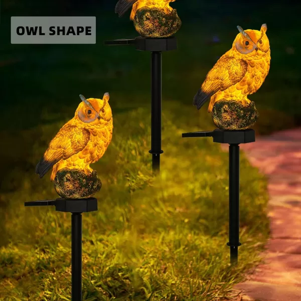 Dazzle Bright Owl Figure Solar LED Lights Resin Garden Waterproof Decorations with Stake for Outdoor Yard Pathway Outside Patio Lawn Decor to Scare Birds Away Brown 2 Pack2 Pack