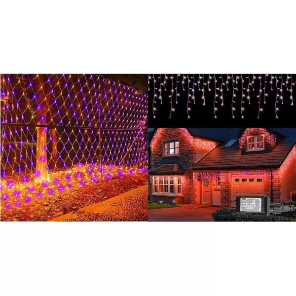 Dazzle Bright 360 LED Halloween Icicle Lights  Halloween 360 LED 12FT x 5 FT Net Lights