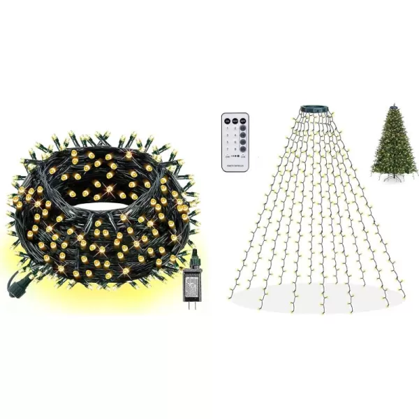 Dazzle Bright 360 LED Waterfall Tree Topper Lights  300 LED 100 FT Christmas String Lights