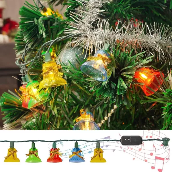 Dazzle Bright 76 FT Musical Christmas Decoration Lights 30 Count Bell Lights with 7 Modes Plays 25 Classical Holiday Songs String Lights Green Wire for Xmas Indoor Outdoor Christmas Tree Decor