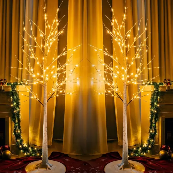 Dazzle Bright Lighted Tree 6 Ft Birch Tree with Fairy Lights for Decoration Inside Outside Birch Tree with 144 LED Lights for Christmas Holiday Wedding Home Room Decor 2 Pack2 Pack