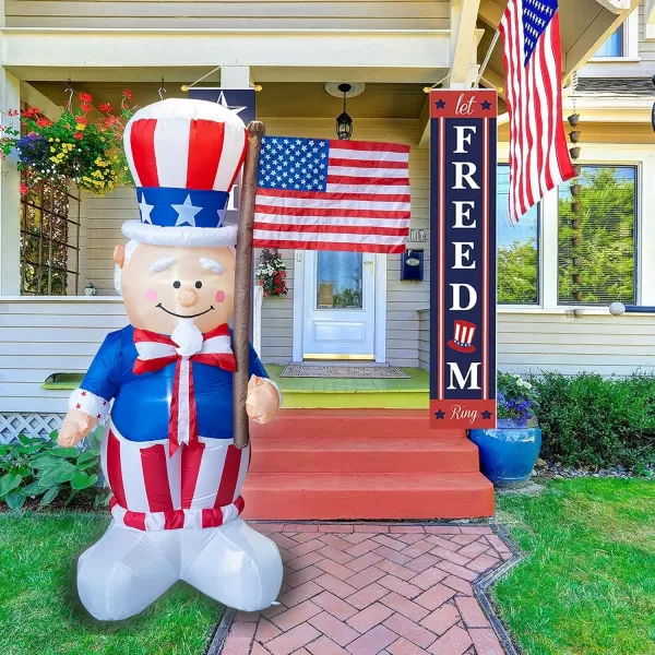 Dazzle Bright 288LED 118 Inch 4th of July Lights and Dazzle Bright 6FT Inflatable Uncle Sam Memorial Day Decorations