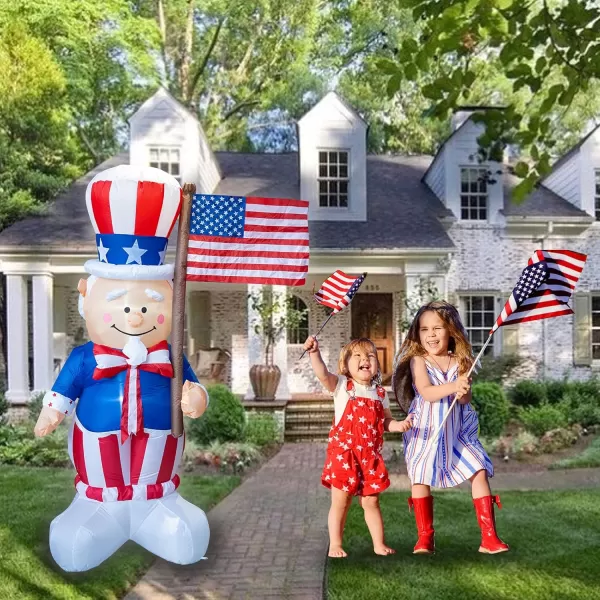 Dazzle Bright 288LED 118 Inch 4th of July Lights and Dazzle Bright 6FT Inflatable Uncle Sam Memorial Day Decorations