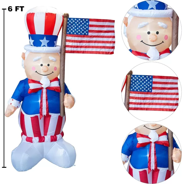 Dazzle Bright 288LED 118 Inch 4th of July Lights and Dazzle Bright 6FT Inflatable Uncle Sam Memorial Day Decorations