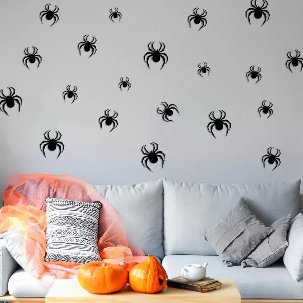 Dazzle Bright 36 Pcs LED Halloween 3D Spider Decorations Wall Stickers 4 Different Size Removable PVC Wall Sticker for Indoor Home Window Decor Party Supplies