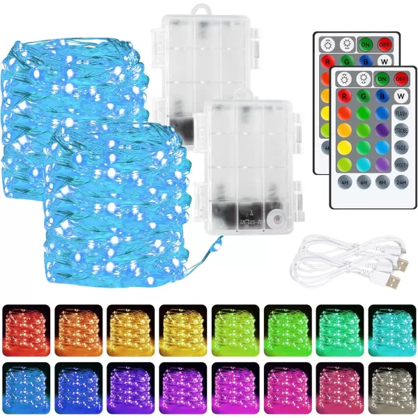 Dazzle Bright Christmas Lights Storage Bags  2 Pack 20 FT 60 LED RGB String Lights