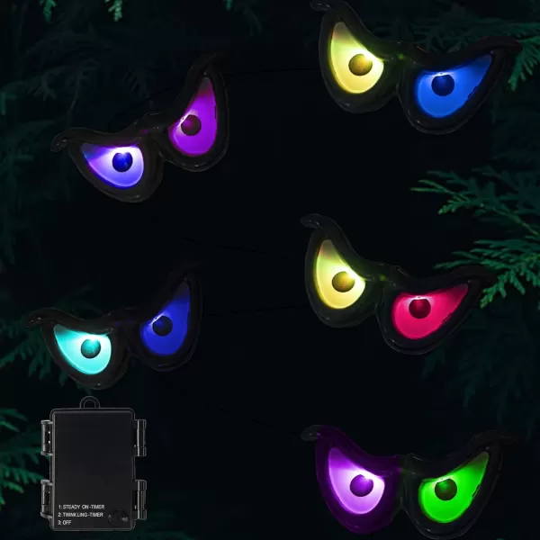 Dazzle Bright Halloween 20 FT 60 LED Battery Operated Fairy String Lights  10 LED RGB Flashing Eyes String Halloween Lights