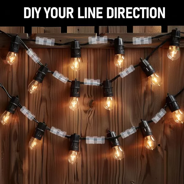 Dazzle Bright Hooks for Outdoor String Lights Clips 60Pcs Heavy Duty Cable Clips Waterproof Adhesive Strips for Hanging Christmas Light Outside UVResistant Clear Sticky Cord Holders Rope Organizer30 Pack