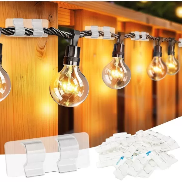 Dazzle Bright Hooks for Outdoor String Lights Clips 60Pcs Heavy Duty Cable Clips Waterproof Adhesive Strips for Hanging Christmas Light Outside UVResistant Clear Sticky Cord Holders Rope Organizer60 Pack