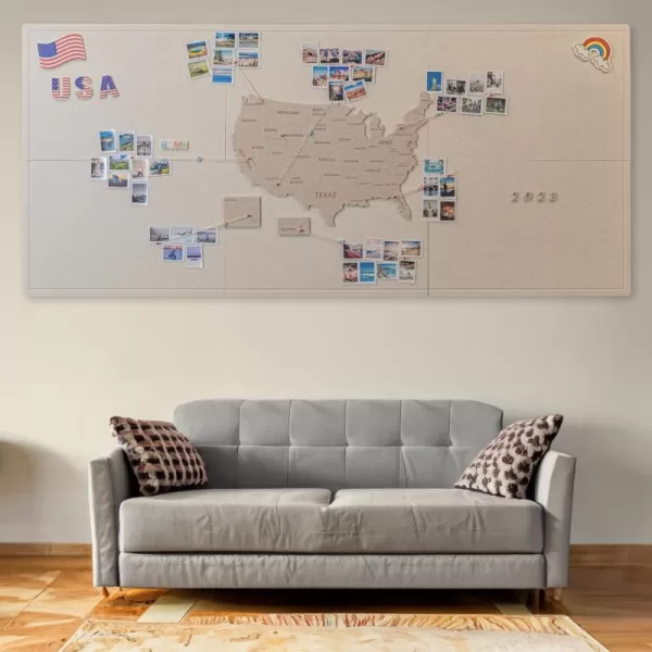 imageDazzle Bright USA Map Pin Board US Map with Pins to Mark Travels 36 x 24 inch US Map with Pushpin Bulletin Board DIY Hanging Photo Wall Display Decor for Couples