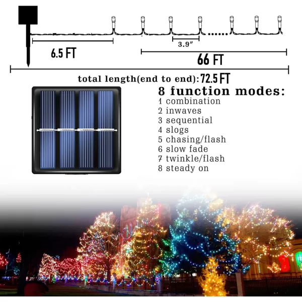 imageDazzle Bright 15 Pack Hooks for String Lights Clips  2 Pack 200 LED 66 FT MultiColored Christmas Solar Powered String Lights