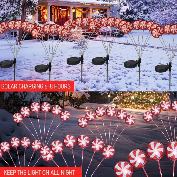 imageDazzle Bright Christmas Decorations Outdoor Solar Candy Pathway Lights Xmas Waterproof Solar Firefly Lights for Garden Lawn Yard Decor 4 Pack4 Pack