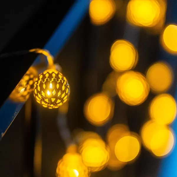 imageDazzle Bright Diwali String Lights 50 LED 16 FT Battery Powered Moroccan Golden Globe with 8 Modes Waterproof Christmas Lights Decorations for Indoor Outdoor Home Xmas Tree
