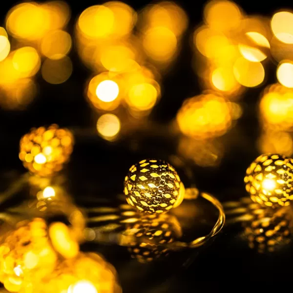 imageDazzle Bright Diwali String Lights 50 LED 16 FT Battery Powered Moroccan Golden Globe with 8 Modes Waterproof Christmas Lights Decorations for Indoor Outdoor Home Xmas Tree