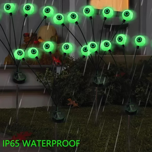 imageDazzle Bright Halloween Decorations Outdoor 2 Pack 12LED Solar Eyeball Pathway Lights Scary Waterproof Solar Green Firefly Lights for Garden Lawn Yard Decor2 Pack