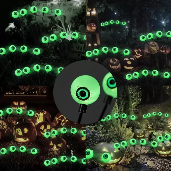 imageDazzle Bright Halloween Decorations Outdoor 2 Pack 12LED Solar Eyeball Pathway Lights Scary Waterproof Solar Green Firefly Lights for Garden Lawn Yard Decor2 Pack