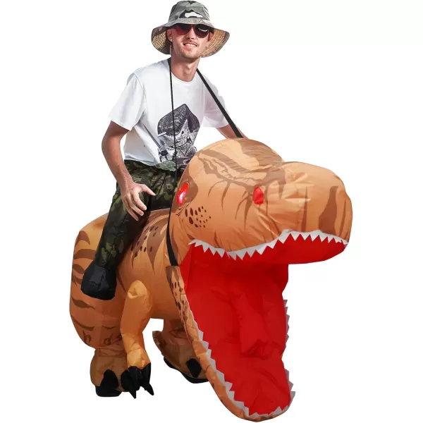 imageDazzle Bright Halloween Inflatable Dinosaur Costume Blow Up Riding TRex Dinosaur Cosplay Costume for Halloween Party